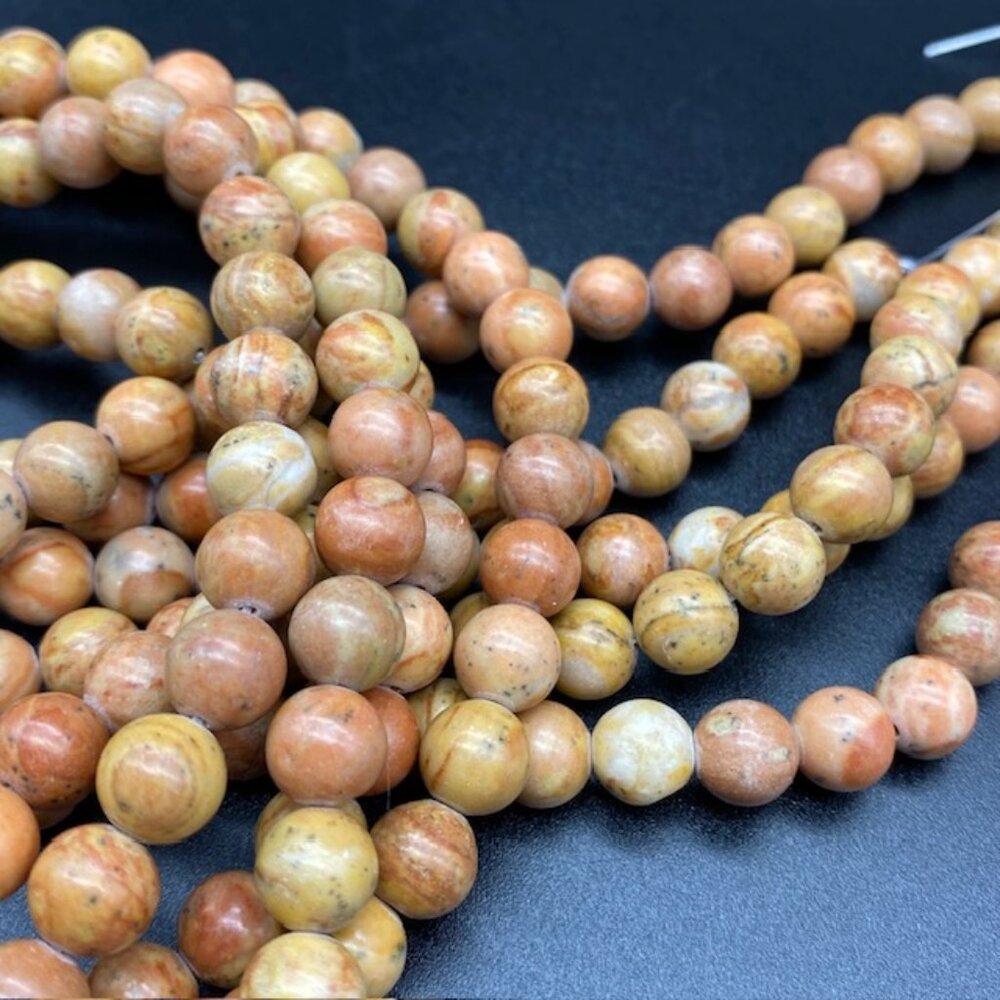 8mm Wood Lace Agate Bead Strand
